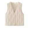 Fashion Winter V-neck Thickened Down Cotton Vest Jacket Women's Sleeveless Solid Color Casual Simple Elegant Tank Tops Loose Waistcoat Clothing