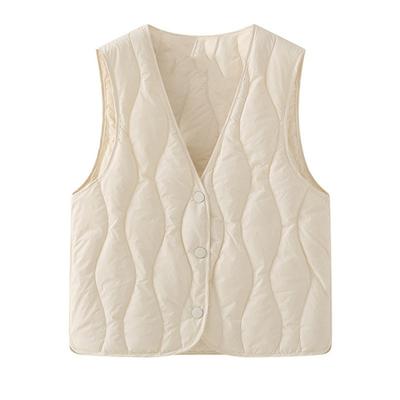 Mode Winter V-Ausschnitt Verdickte Daunen Baumwolle Weste Jacke Damen Ärmellos Einfarbig Lässig Schlicht Elegant Tanktops Locker Weste Kleidung