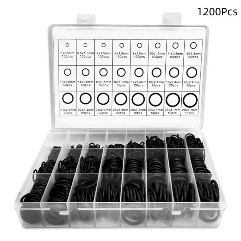 1200Pcs Nbr O Ring Kit 1200/270/225Pcs Heat Rubber Oil Resistant Sealing Repair Plumbing Maintenance Tool