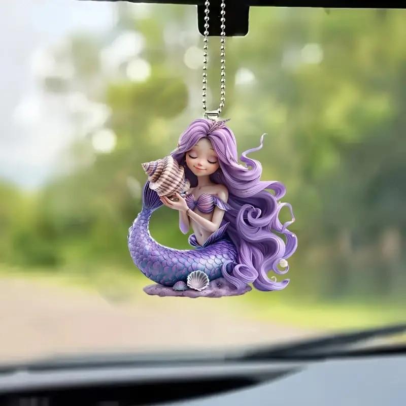 Cute Purple Mermaid Pattern Acrylic Pendant For Christmas Season