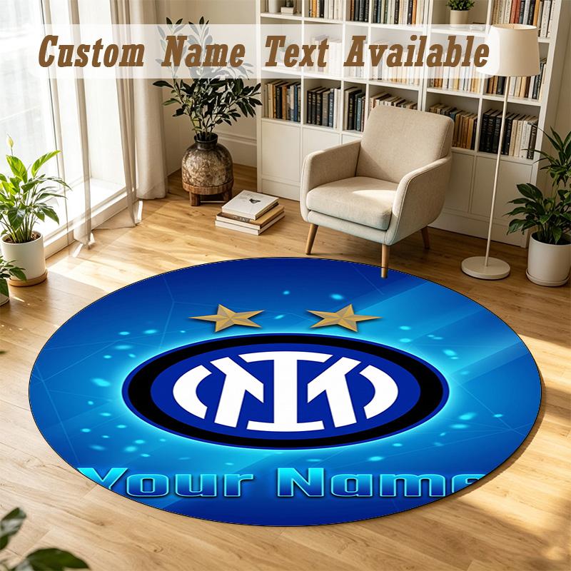 Round Rug Custom NameInter Milan Pattern Non Slip Carpet Home Floor Decor