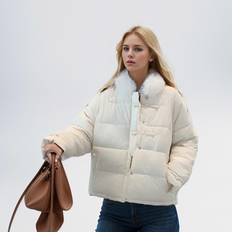 GMXIA Damen Vintage Casual Solid Color Print Herbst Winter Langarm POLO Neck Jacken & Mäntel