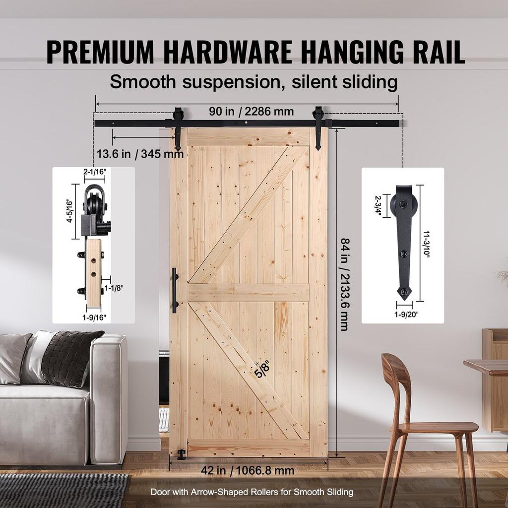 Barn Door and Hardware Kit 30" X 42" Wood Sliding Barn Door Kit Smoothly