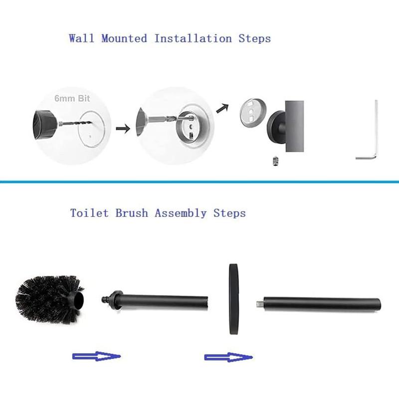 Free Standing Toilet Brush and Holder Set with Holder and Lid, Stainless Steel Toilet Cleaning Brush for Bathroom Accessories