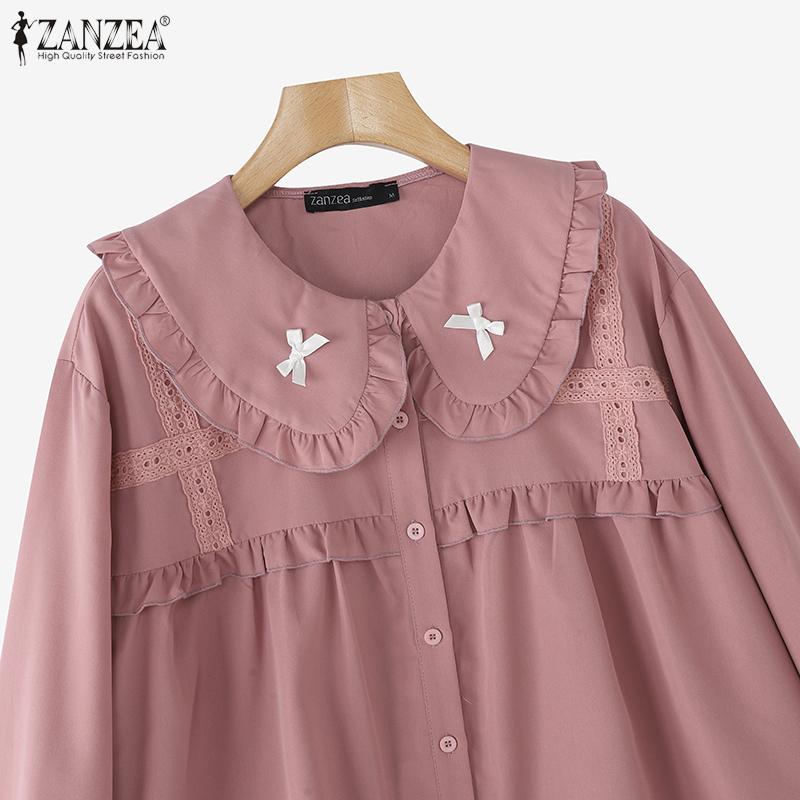 ZANZEA Dámská ležérní halenka s dlouhým rukávem s dlouhým rukávem, patchworková halenka