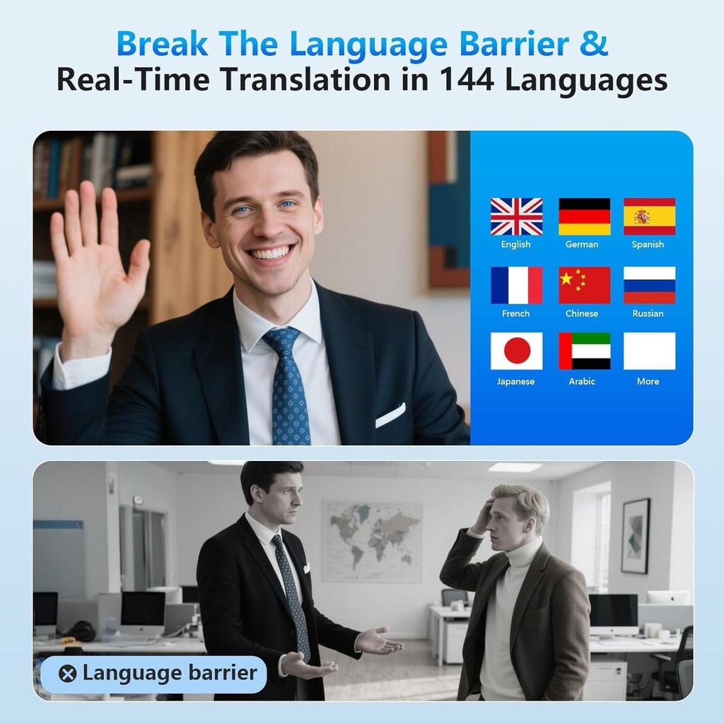 Překlad Bezdrátová sluchátka AI 144 jazyků Překladač Sluchátka Audifonos Překladače Angličtina Španělština Překladatelské zařízení Překládat Sluchátka