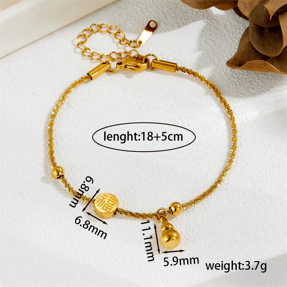 2026 Elegant Fu Character Gourd Bracelet: Luxurious New Chinese Style In High-End Titanium Steel