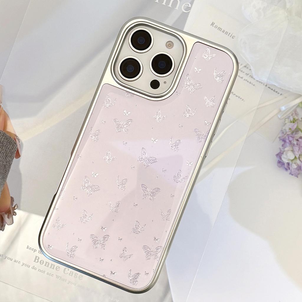 Gilded Ins Purple Butterfly Suitable for Apple 15pro Max Mobile Phone Case Iphone16 Drop Glue13 Electroplating14 Huawei
