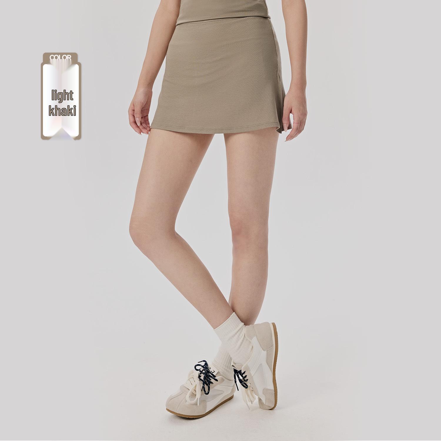 

Lenzing Lyocell Women s A-line Wool Yoga Skirt with Pockets - Anti-exposure Two-piece Tennis Design M світлого кольору хакі