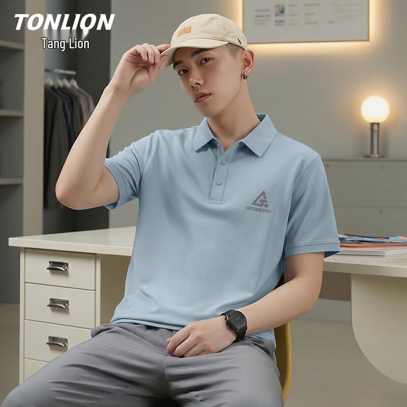 TonLion Men s Ice Silk Short-Sleeve Polo Shirt L