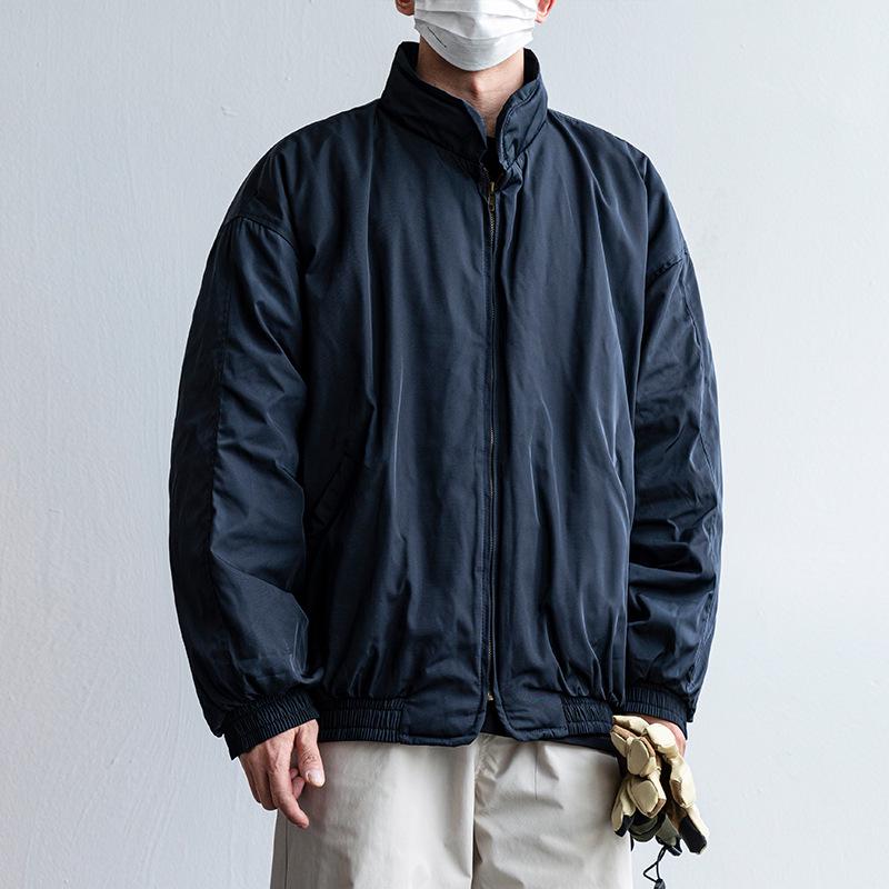 Japanese-Style Men s Loose Fit Cotton Jacket, Winter Retro Stand Collar Baseball Coat, Trendy Outerwear Medium