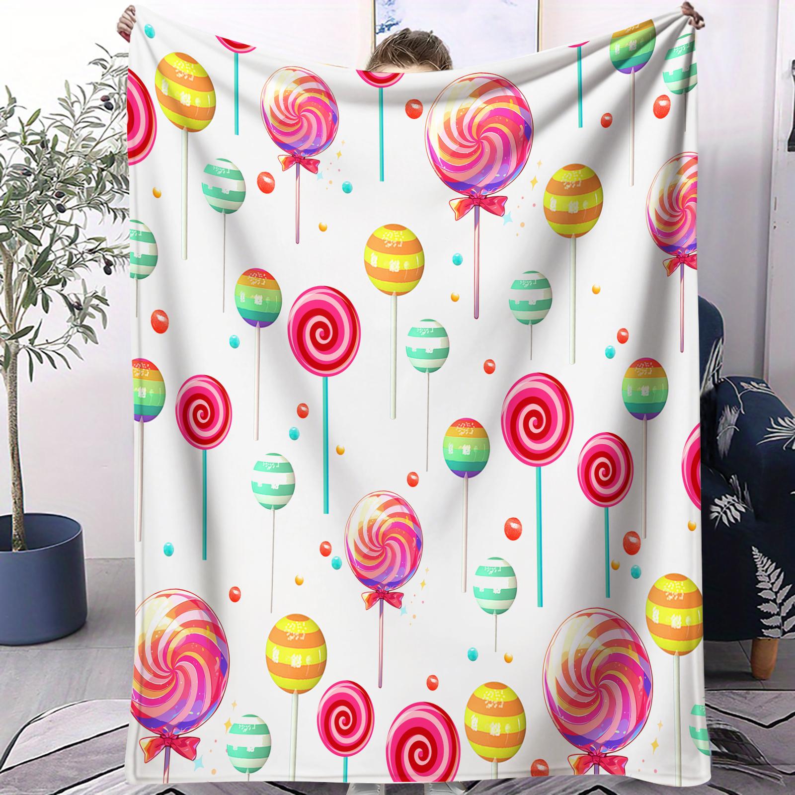 

Popular Lollipop Printed Pattern Blanket Soft And Comfortable Small Cover Blanket Suitable For Cars Dormitories Offices Sofa Nap 70x100cm