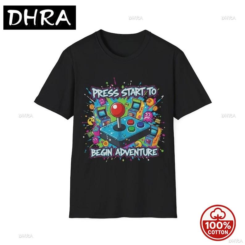 Press Start To Begin Adventure TShirt Retro Arcade Gamer Tee Tees Summer Daily Printed Clothing Male Streetwear Tees TShirt S