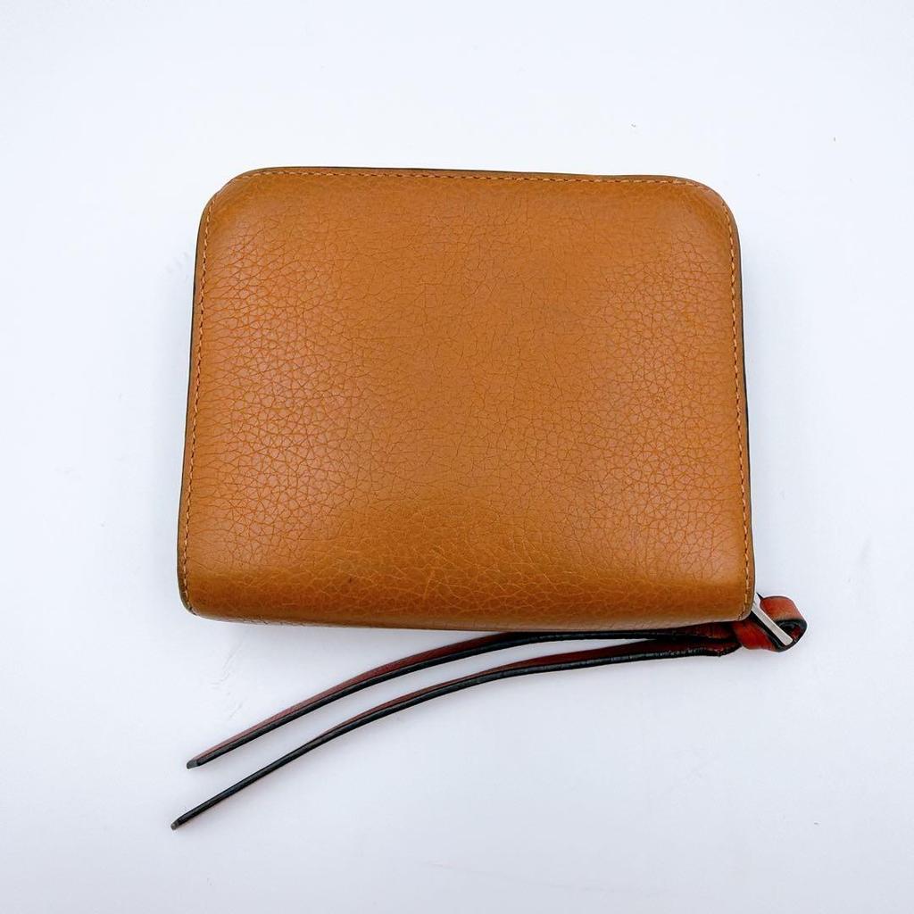 Used LOEWE Anagram Leather Bifold Wallet with Strap In Brown