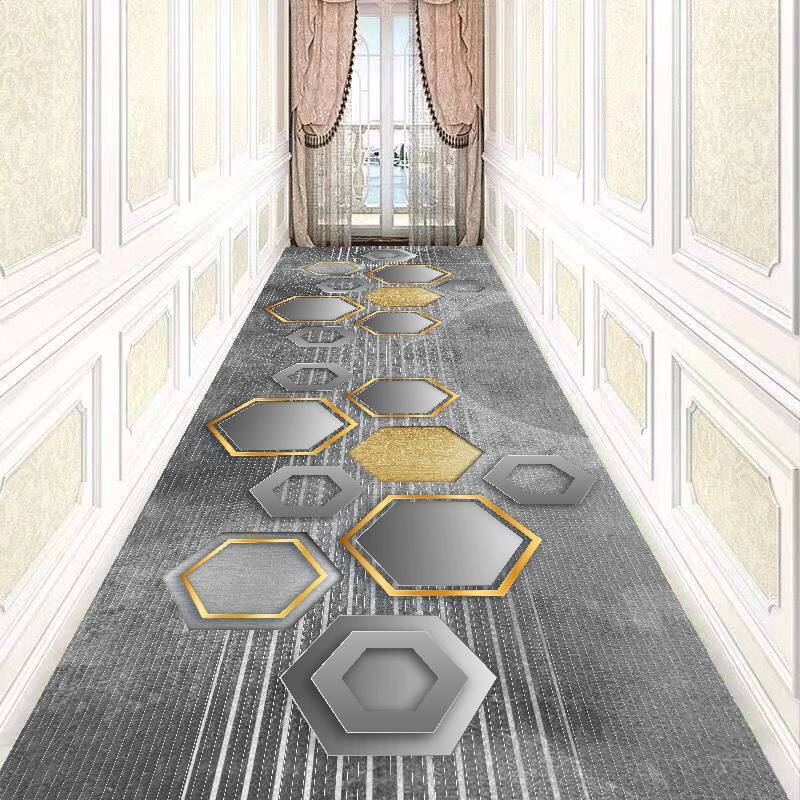 Vintage Geometric Puzzle Design Runner Mat - Soft, Machine Washable, Non-Slip Polyester Area Rug for Living Room, Kitchen, Bedroom