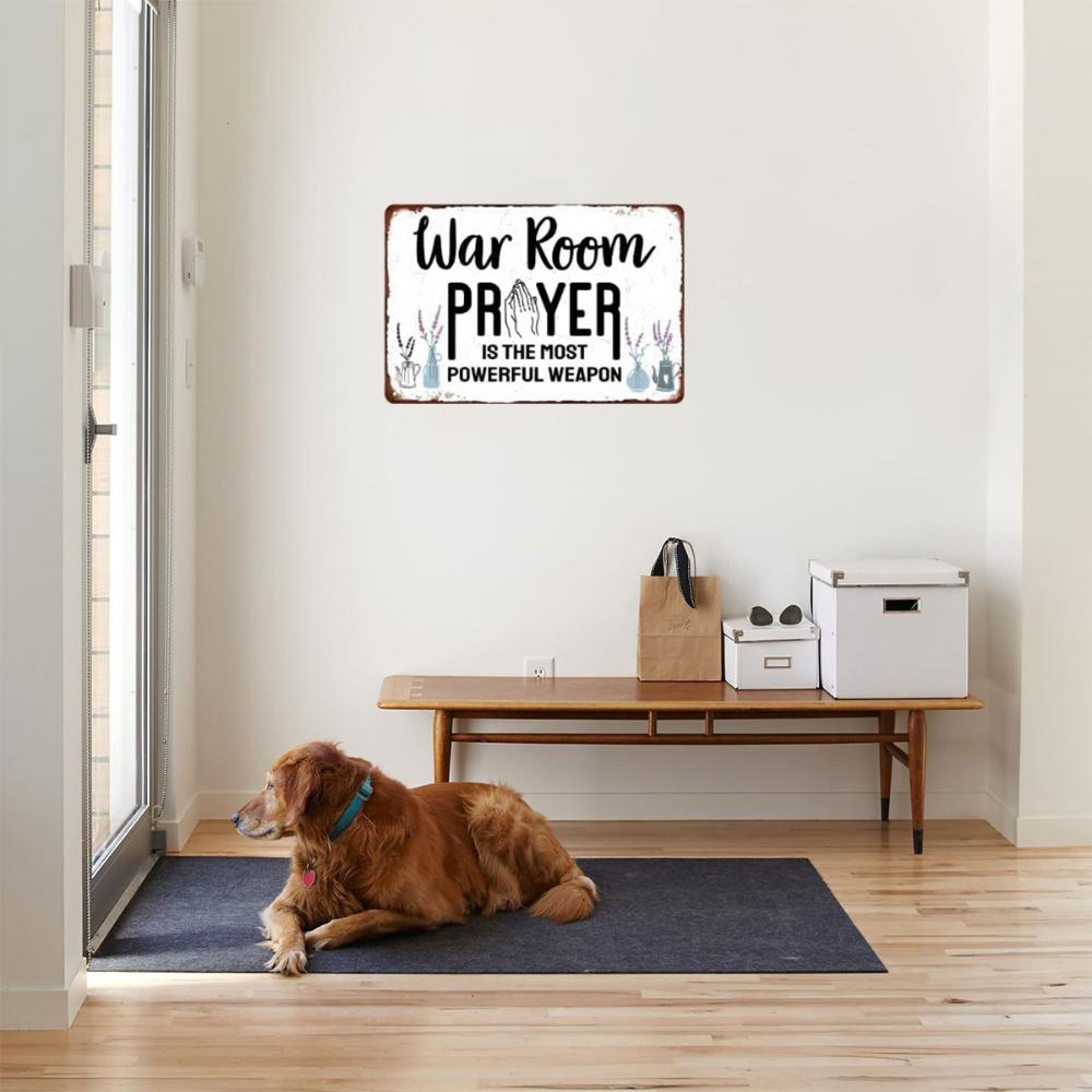 War Room Metal Sign Prayer Is The Most Powerful Weapon Sign Vintage Home Wall Decor for Kitchen Cafe Bar 8x12 Inch