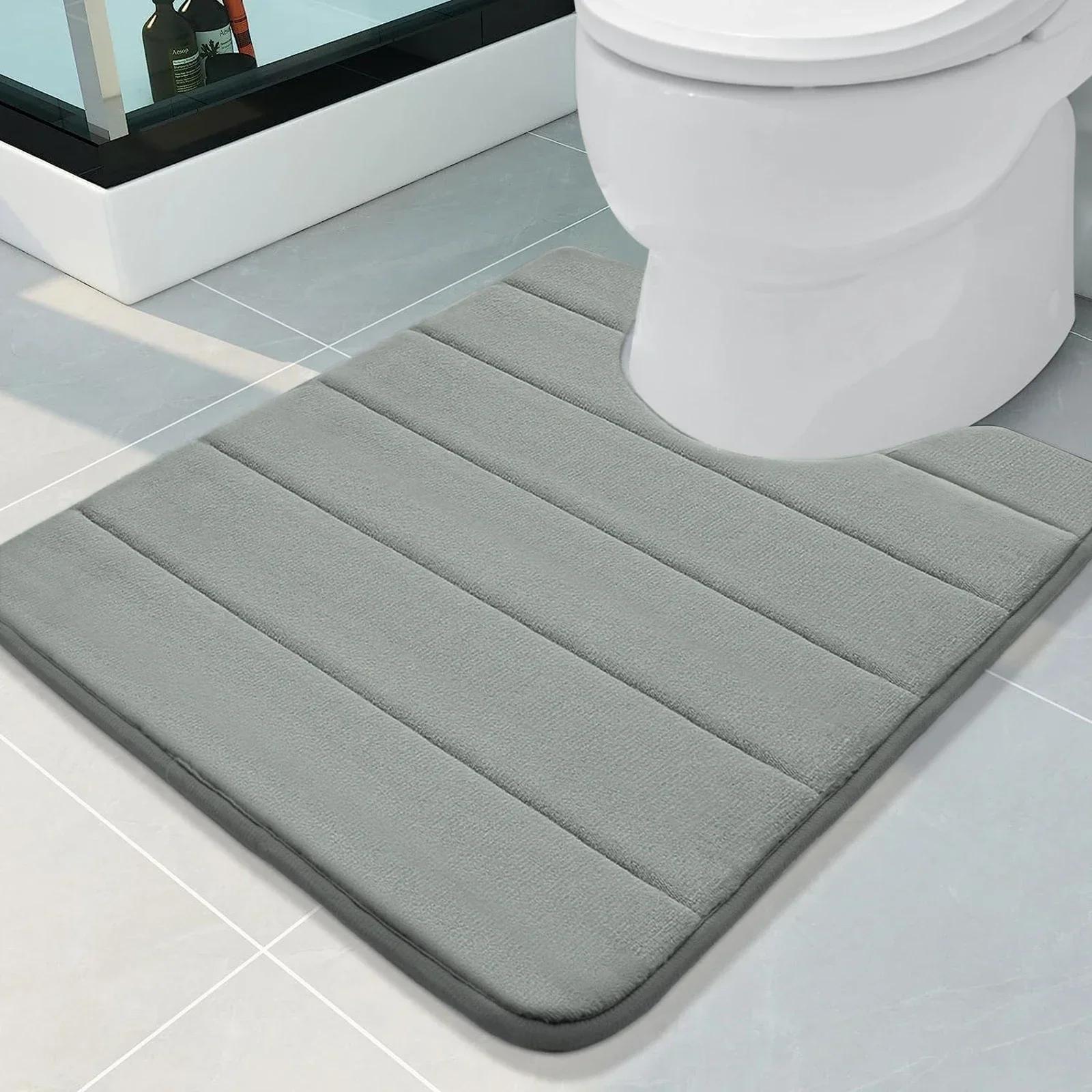 

U-Shape Toilet Mat Non-Slip Shaggy Soft Pedestal Mat for Bathroom, Water Absorbent bath mat oilet Mat for Floor Dry Pedestal Mat