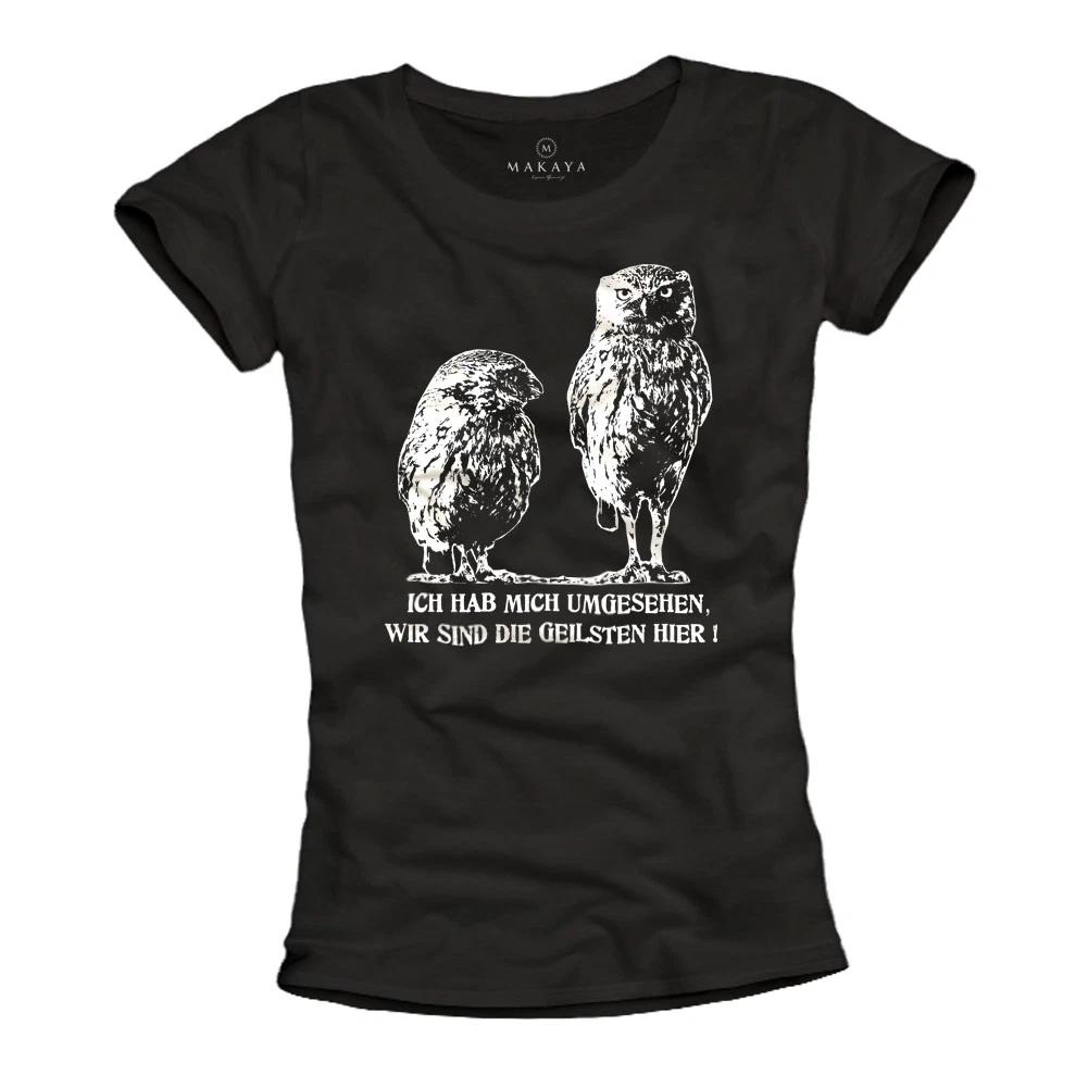 Funny Ladies Shirts Women Top Black Owl Funny Sayings Funny Cool Tops- 2XL