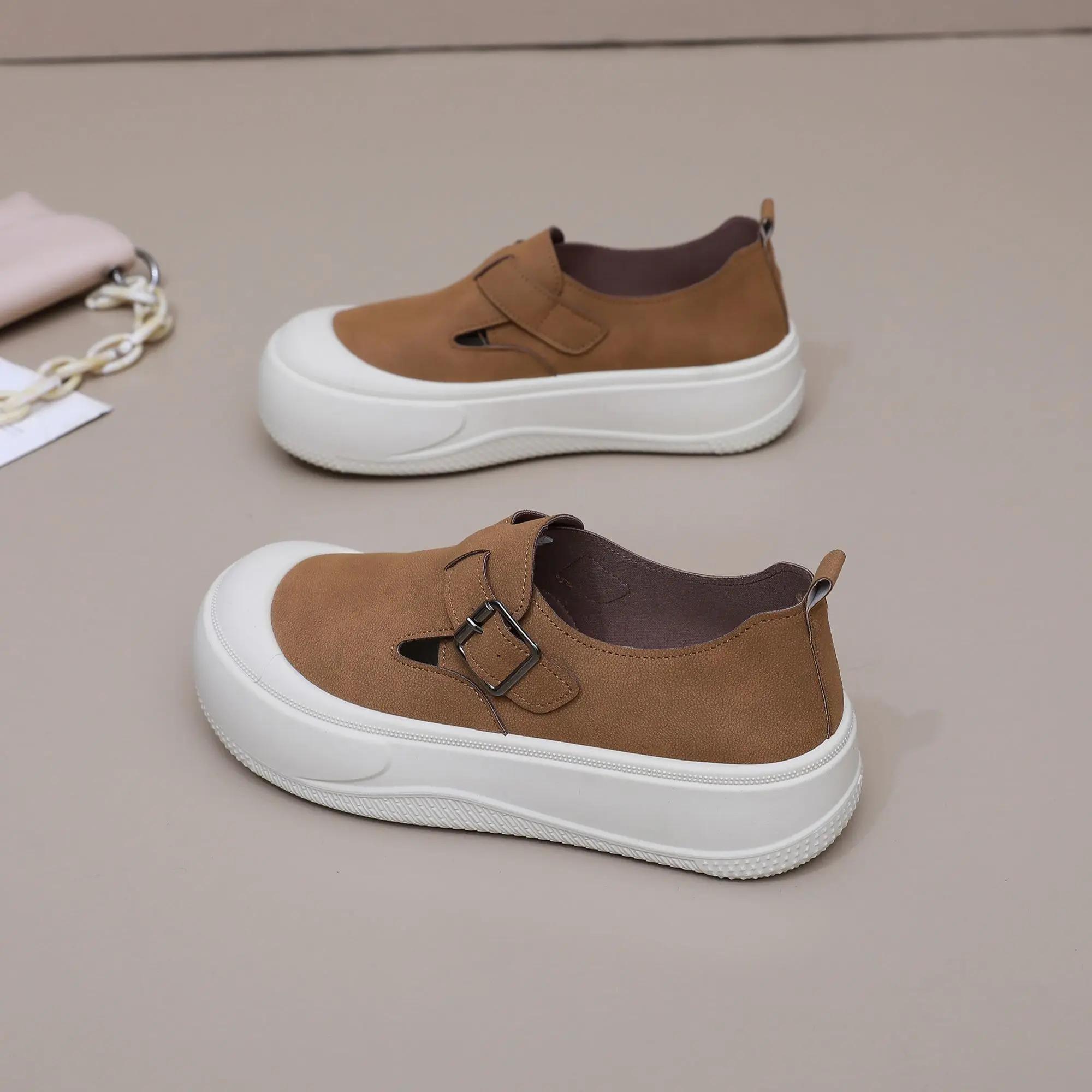 

Модные туфли-слипоны с круглым носком для женщин, повседневные тренды 2025, вулканизированная обувь, оригинал 39, корейский дизайнер, роскошные предложения, новая женская обувь 35