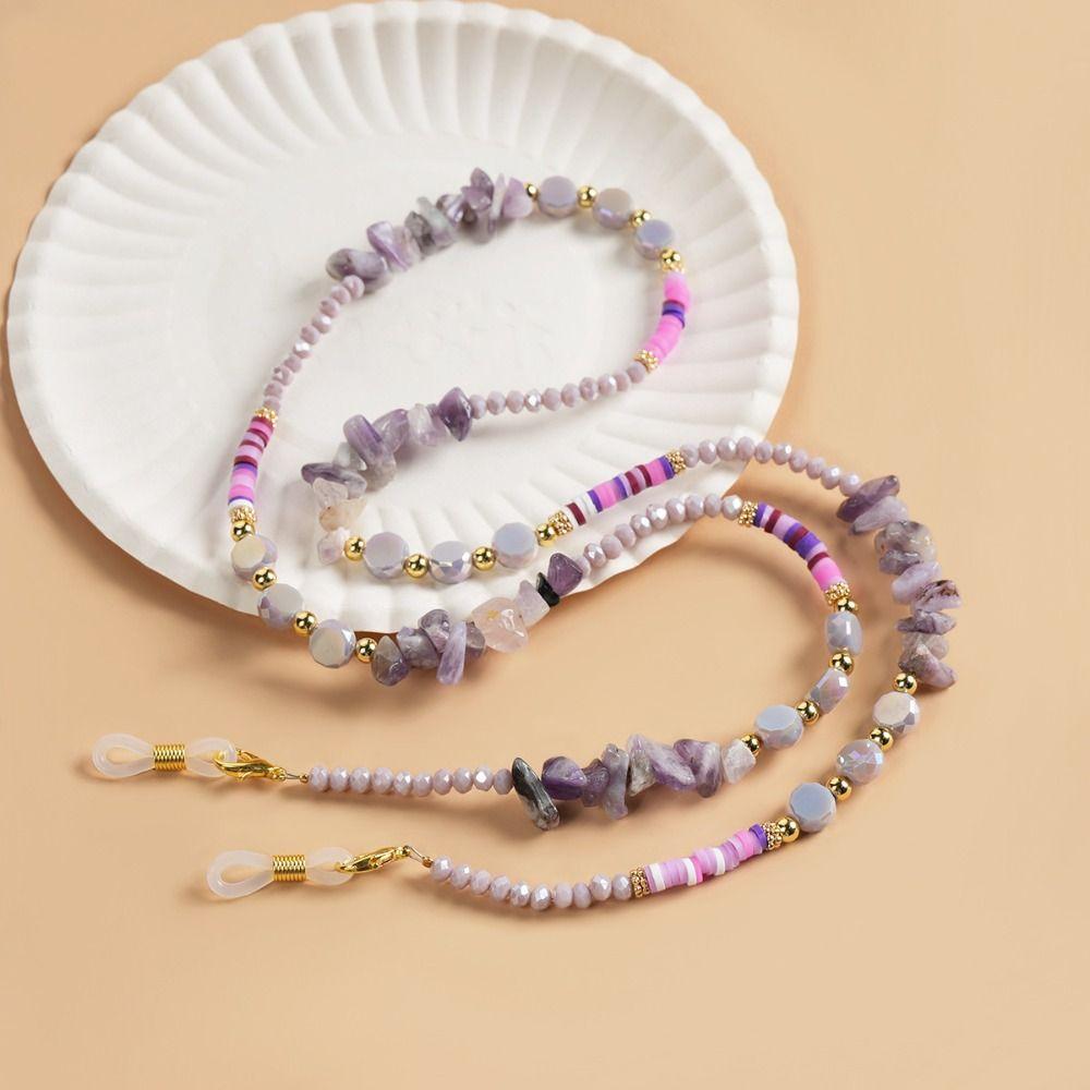 Crystal Eyeglass Holder Necklace Colorful Eyeglass Lanyard Beads Glasses Chain  Women Accessories