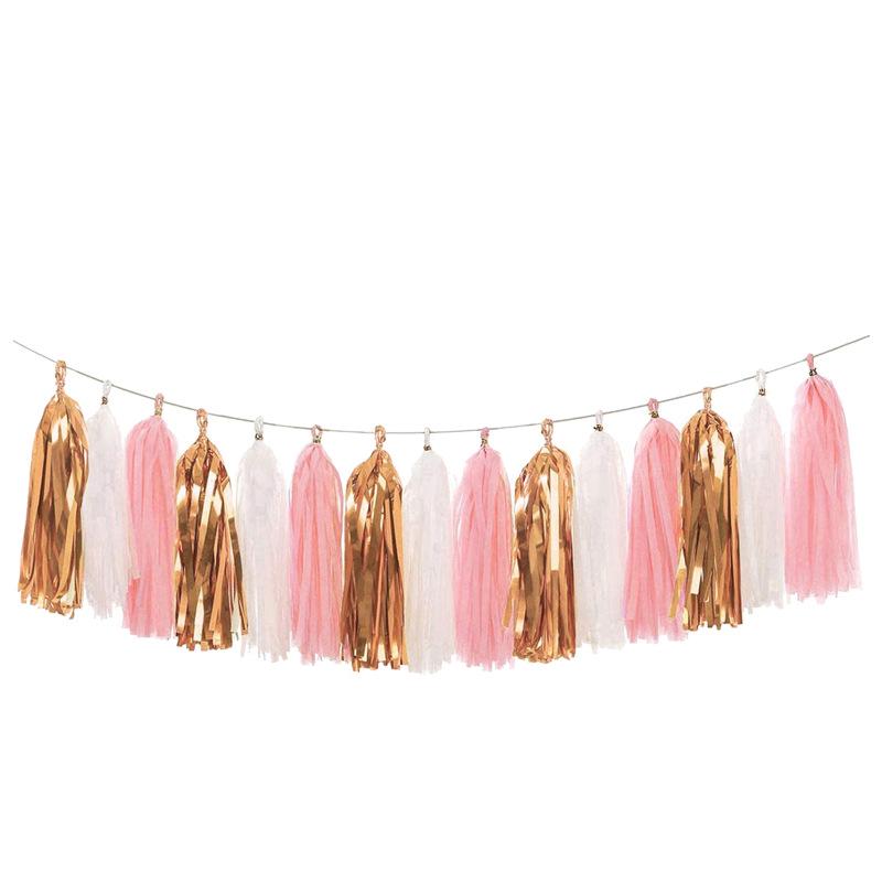 15-Piece Paper Tassel and PET Ribbon Set for Birthday Party Decorations