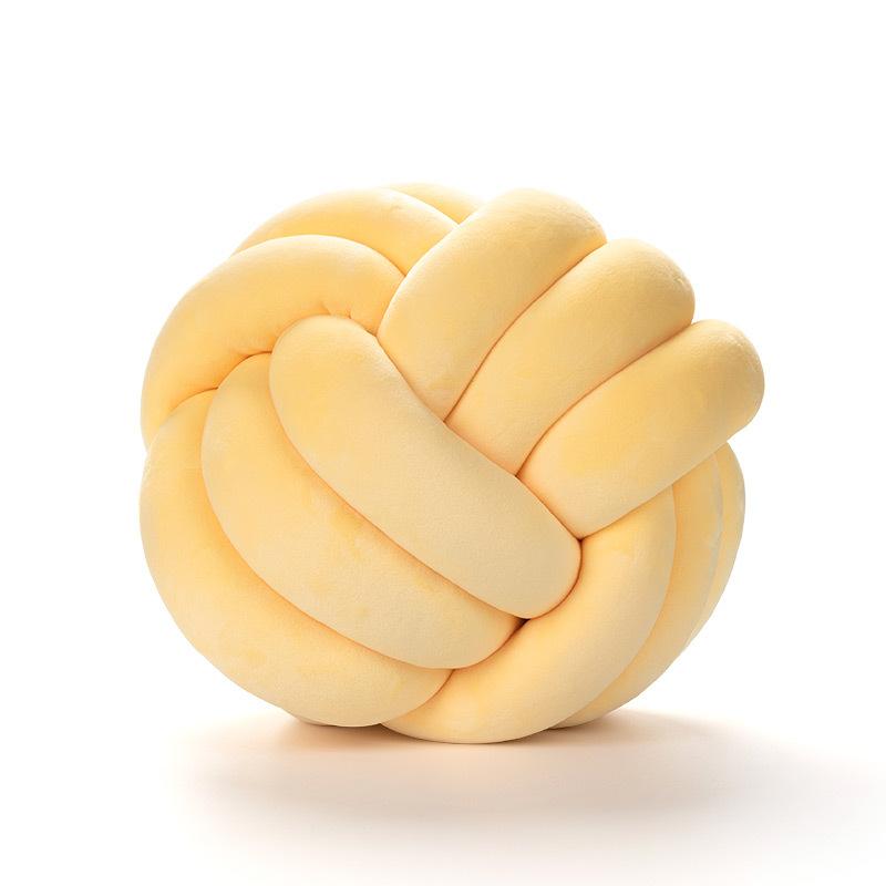 Three Shares Knotted Plush Ball Design Round Throw Pillow Waist Back Cushions Home Sofa Bed Decoration Dolls Toys for Kids