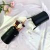 Round PU Leather Makeup Brush Holder Cylinder Organizer Desk Vanity Storage