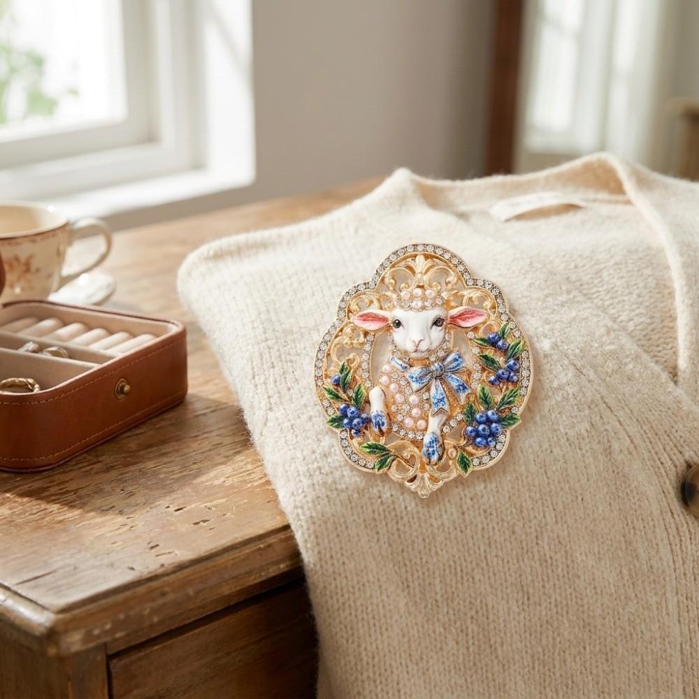 Pearl Sheep Brooch Enamel Badge Cute New Year Lapel Pin Unisex