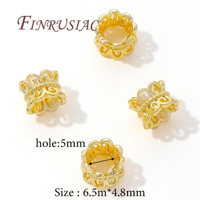 18K Gold Plated Beads with Large Hole,Beads For Bracelets Accessories,Separator For Beads,Supplies For Jewelry DIY Findings