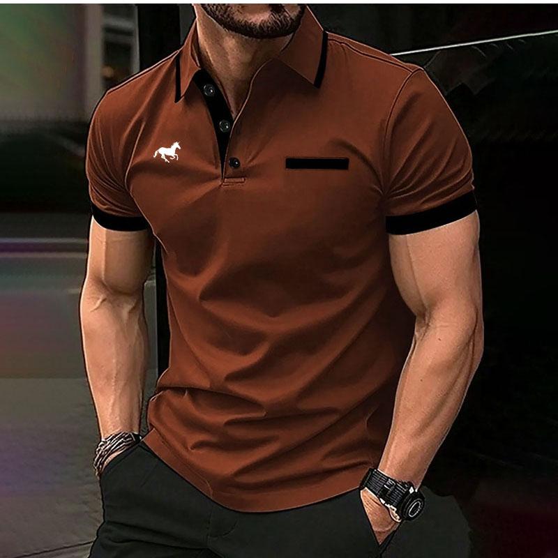 Sommar Ledig 3D Digitaltryckt Mönster Herr Kortärmad Pikétröja Mode Snabbtorkande Skjorta Topp