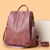 High-End Spring/Summer Women's Soft Leather Double Shoulder Bag - Large Capacity Retro Backpack