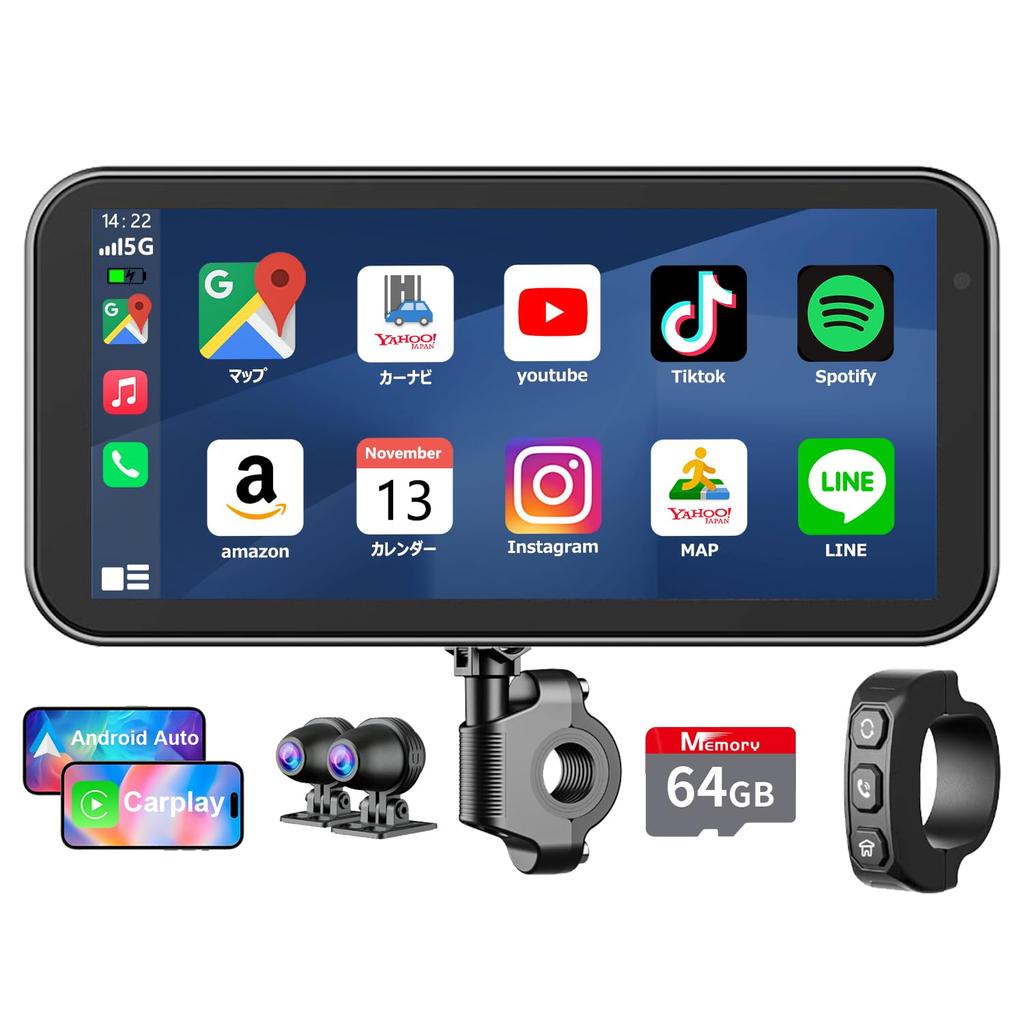 VANBAR Motorcycle Dash Cam with Auto Touch Smartphone Simultaneous Front and Rear Camera Automatic Brightness IPX7 Waterproof and Engine Earphone
