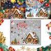 Seasonal Glass Surface Stickers Christmas Window Clings, Snowy Village House Xmas Tree Squirrel Rabbit Outdoor Balcony Sticker, Double-Sided