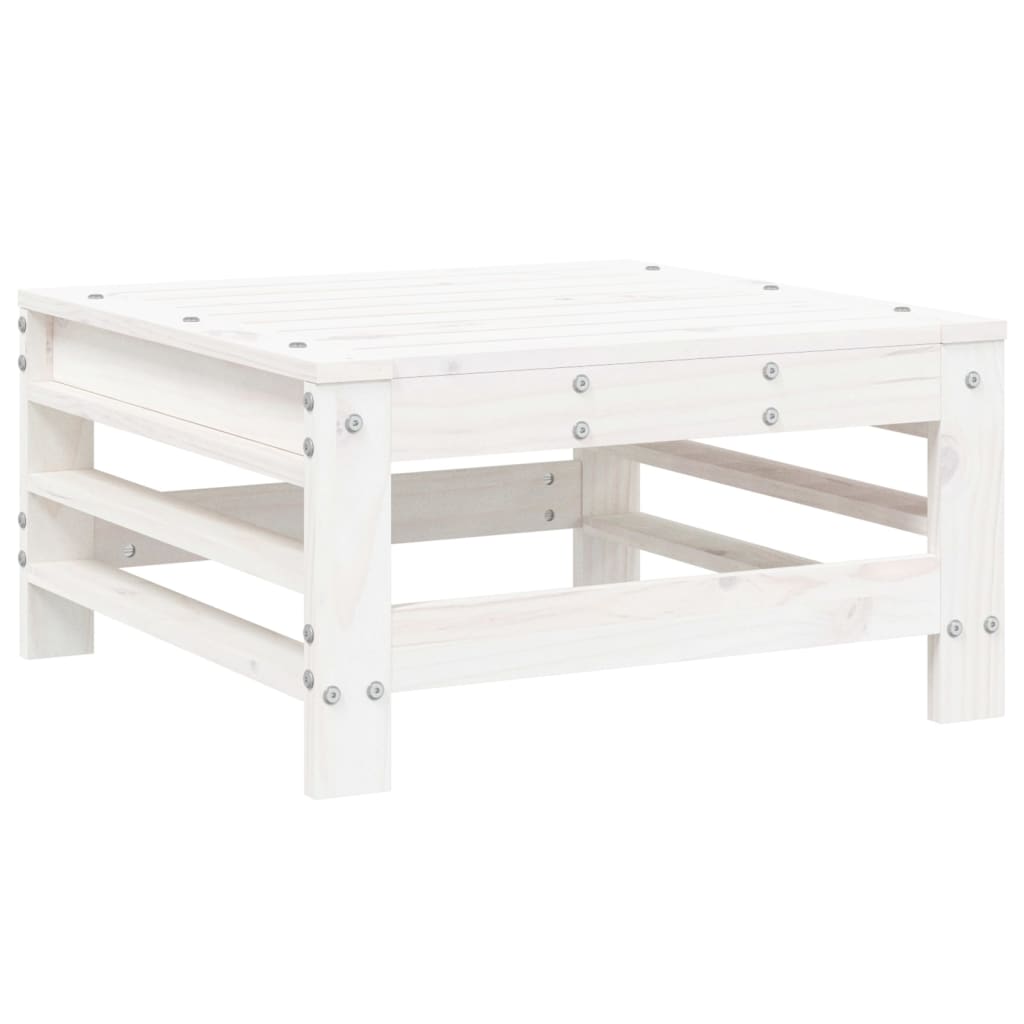4 Piece Garden Lounge Set White Solid Pine Wood