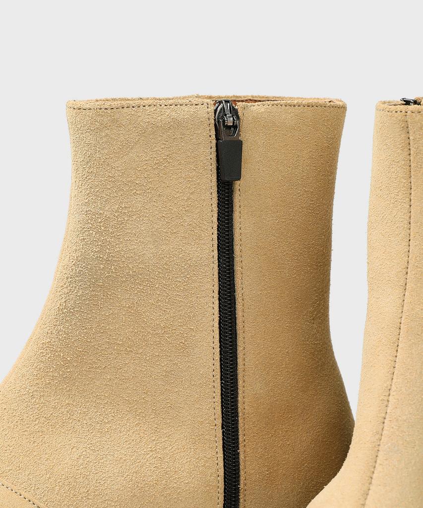 Firenze Atelier [Second.A] Minimal Bold Shape Zip-Up Boots 2Ndf5100Bs [Camel]