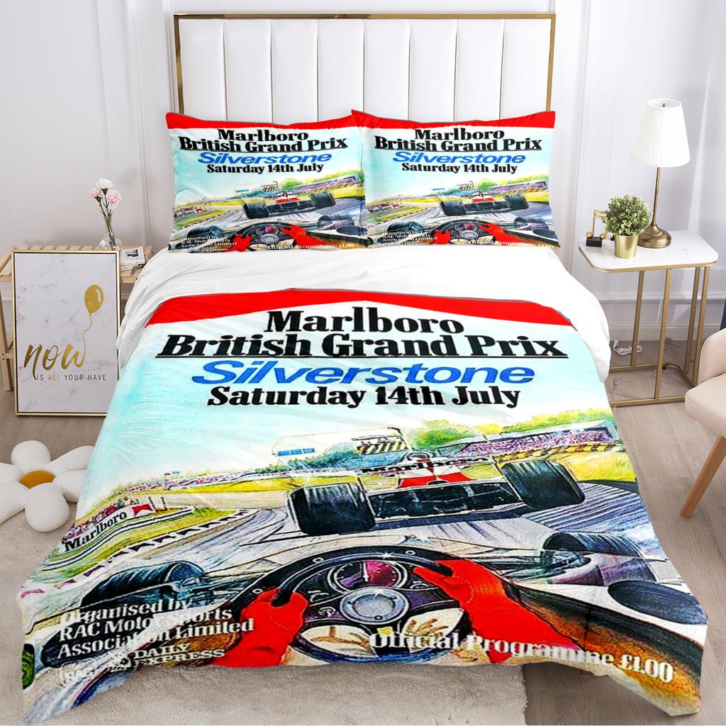 F1 International Track Duvet Cover Comforter Bedding Set Soft Quilt Cover and Pillowcases for Teens Boy Single/Double/Queen/King