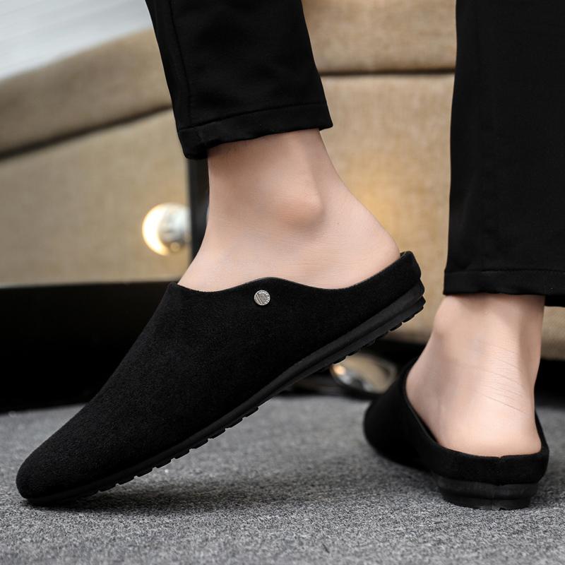 Large Size Half Shoes for Men Mules Loafers Slippers Closed-toe Open Back Casual Shoes Backless Slides Sandal Slip On Flats 2026