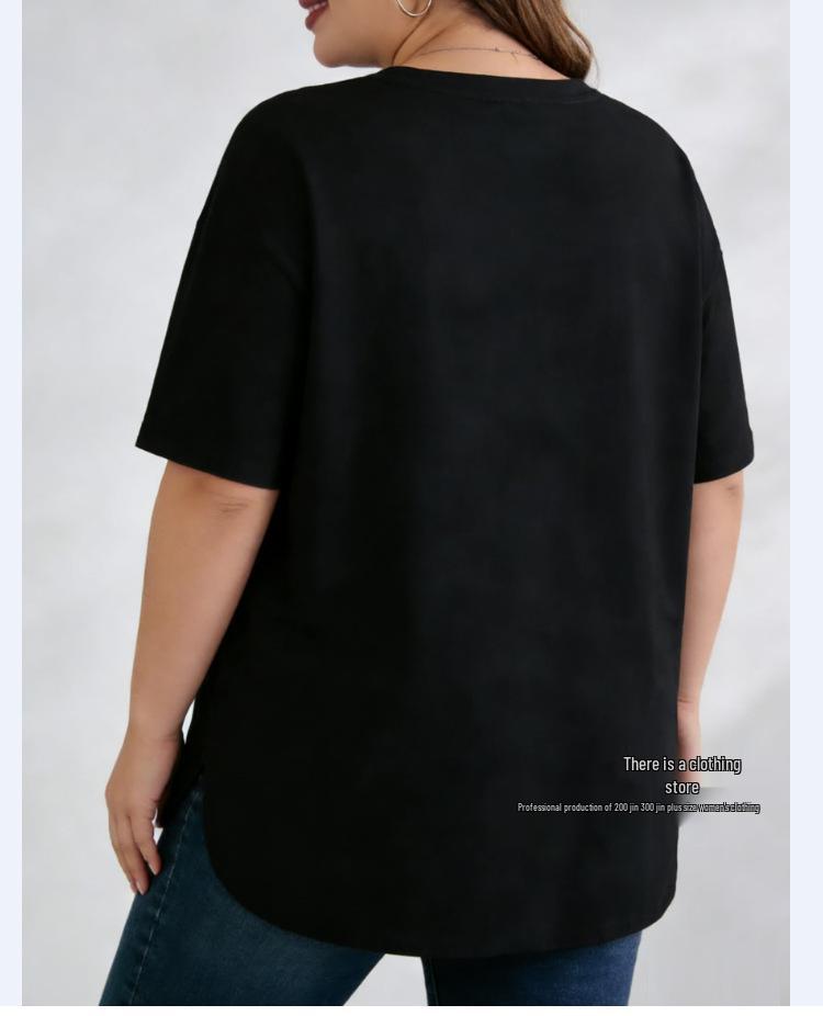 Plus Size Women's 95% Cotton Summer Knit Loose Short Sleeve Solid T-Shirt