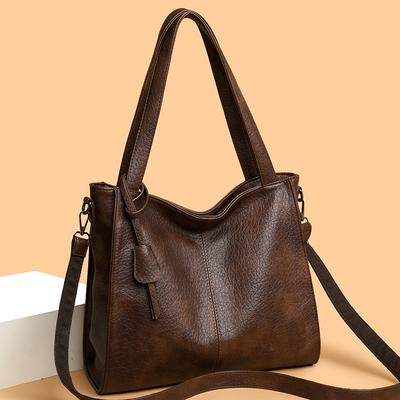 PU Tote Bag Women's Large Capacity Shoulder Bag Crossbody Bag Commuter Mother Bag