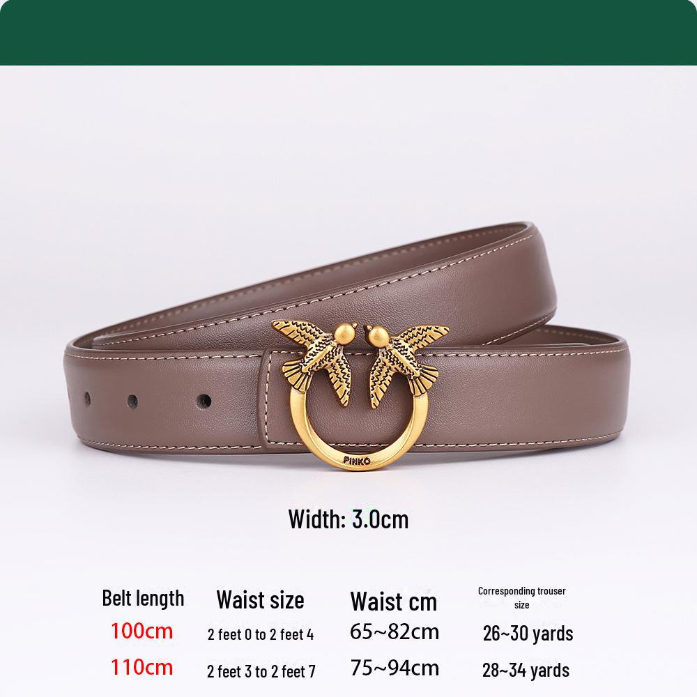 Dámský opasek z pravé hovězí kůže v retro vyřezávaném stylu - jednoduchý literární styl pro běžné nošení v džínách