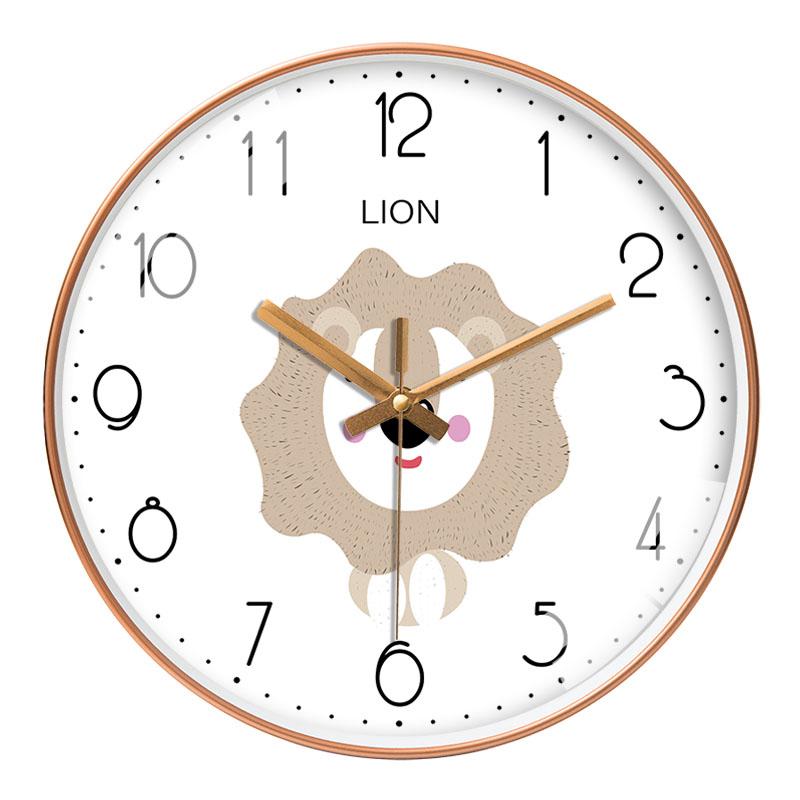 Cartoon Animal Wall Clock Simple Cute Living Room Children's Bedroom Clock Nordic Minimalist Home No Punching Analog Clock 8inch