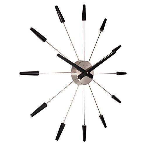 NeXtime wall clock "PLUG INN", very quiet, black, stainless steel, ø58 cm