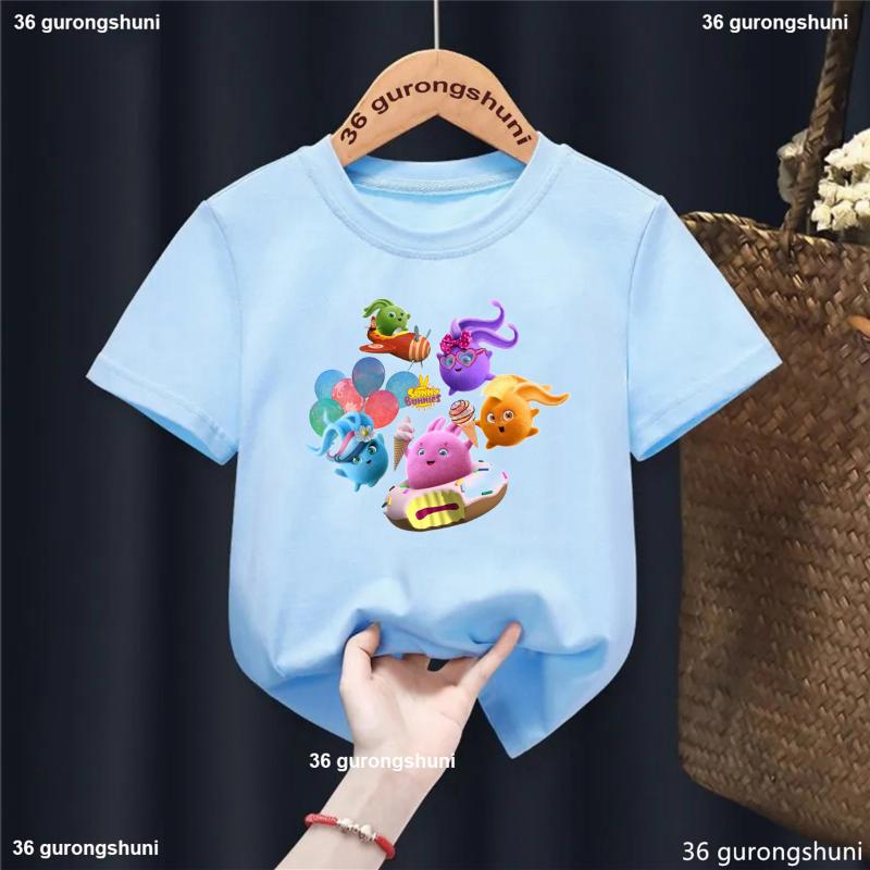 New Arrival Girls Tshirt Cute Sunny Bunnies Cartoon Print Kids T-Shirts Summer Funny Boys T Shirt Fashion Toddler Shirt Tops