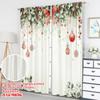 2pcs 2D flat printing Christmas Party Curtains Christmas Wreath Red Baubles Digital Printed Polyester Drapes Festive Wall Decor