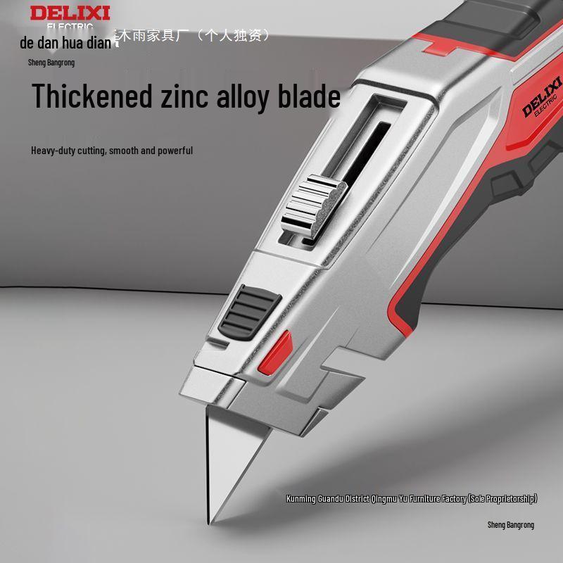 Heavy-Duty Industrial Folding Utility Knife with Thick All-Steel Retractable Blade for Electricians and Cable Work.