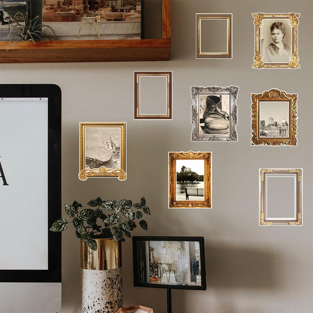  8 Pcs Retro Photo Frame Stickers Picture Wall Decals Frames Mirror for Walls Pvc Decoration