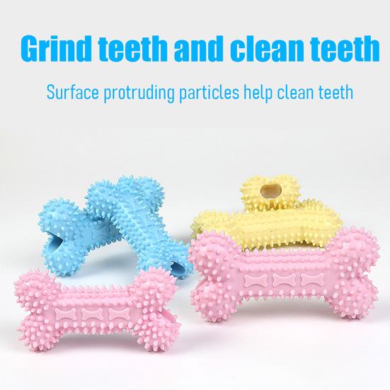 Hundekauknochen-Spielzeug Gummi-Stacheliger Knochen Welpen-Zahneinwachs-Spielzeug Hundezahnreinigungsspielzeug für Kleine Mittlere Große Rassen Aggressive Kauer