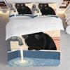 3Pcs Bedding Pillowcase Quilt Cover Set Cartoon Style Black Cat 2D Digital Printing Suitable For Bedroom Hotel Dormitory Decor