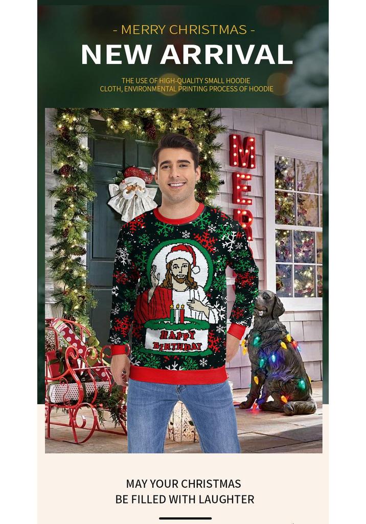 2025 Autumn Round Neck Snowman Reindeer Couple Hoodie