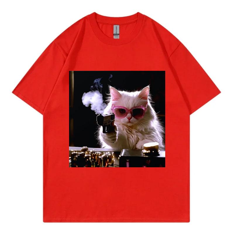 Glam Mafia Cat Funny Meme Graphic T Shirts High Street Fashion Trend Short Sleeve Tshirts Summer Casual Comfort Cotton Tshirt